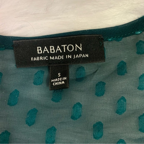 Babaton Swiss Dot Green Long Sleeve Sheer Top Size Small - Picture 9 of 9